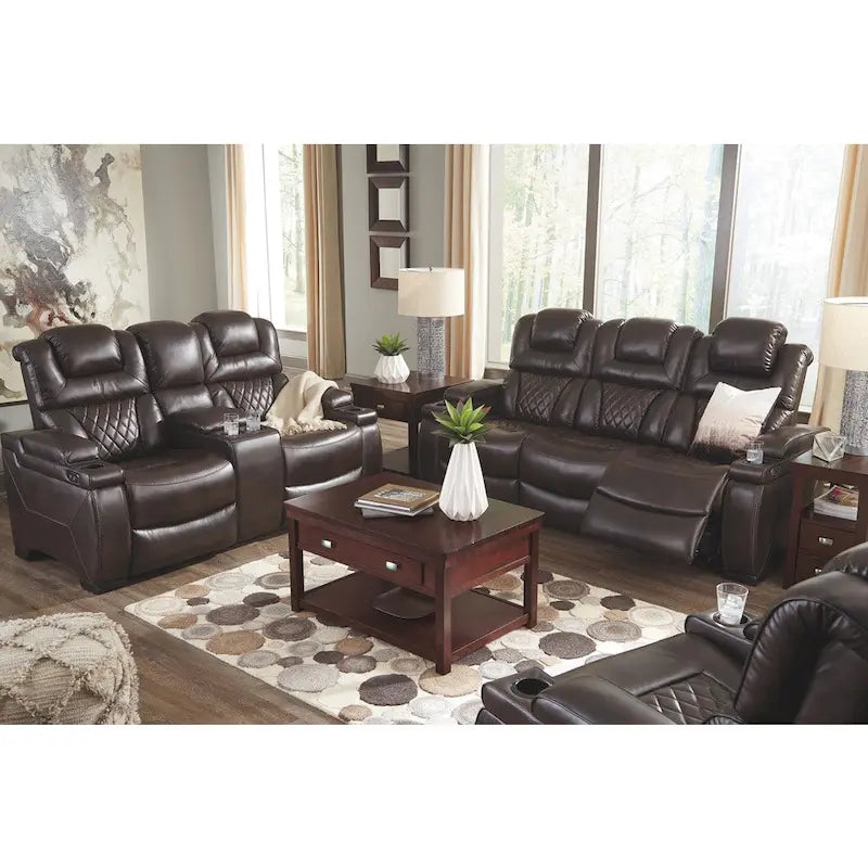 Divano Reclinabile Elettrico in Similpelle Marrone Cioccolato Warnerton - 84 L x 38 P x 44 H