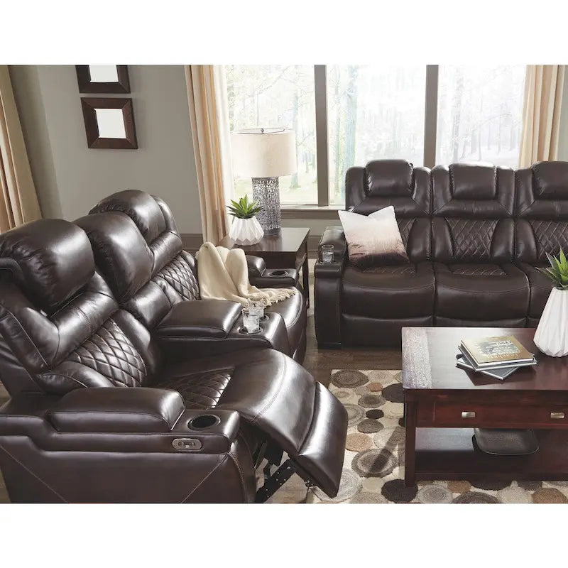 Divano Reclinabile Elettrico in Similpelle Marrone Cioccolato Warnerton - 84 L x 38 P x 44 H