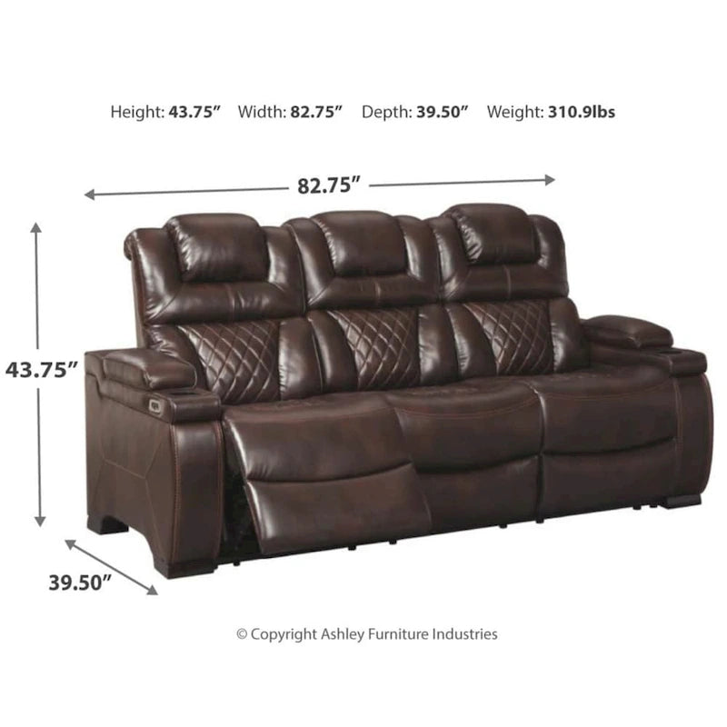 Divano Reclinabile Elettrico in Similpelle Marrone Cioccolato Warnerton - 84 L x 38 P x 44 H