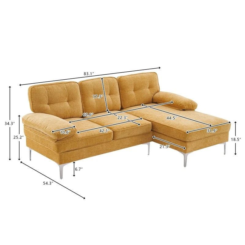 Divano modulare da interno a 3 posti, semplice ed elegante
