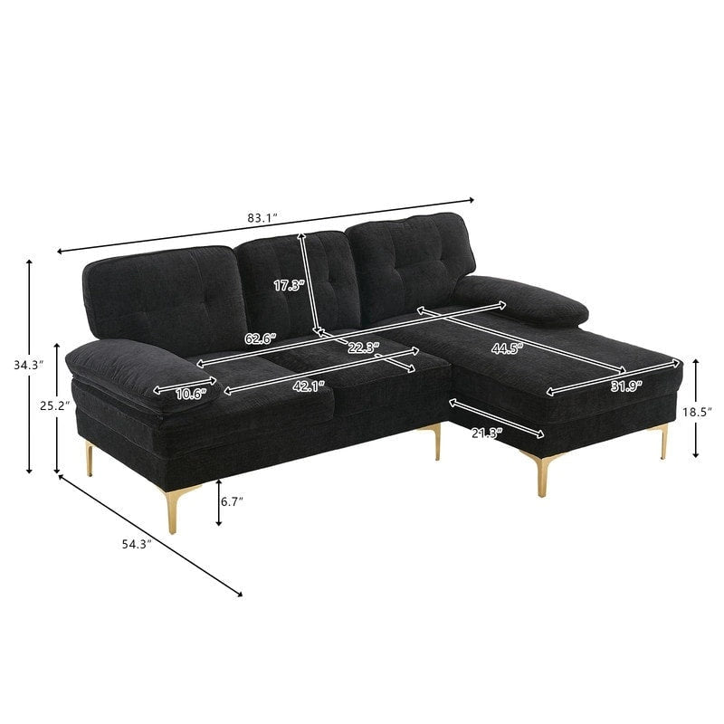 Divano modulare da interno a 3 posti, semplice ed elegante