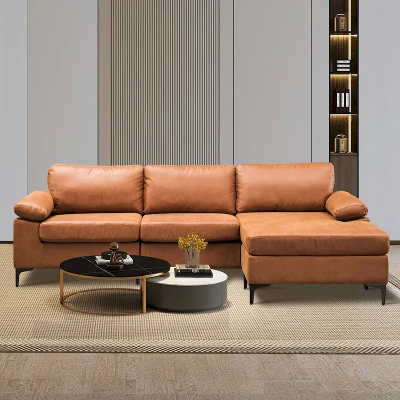 OVIOS omkeerbare chaise longue-bank van suède in mid-century-stijl met metalen poten