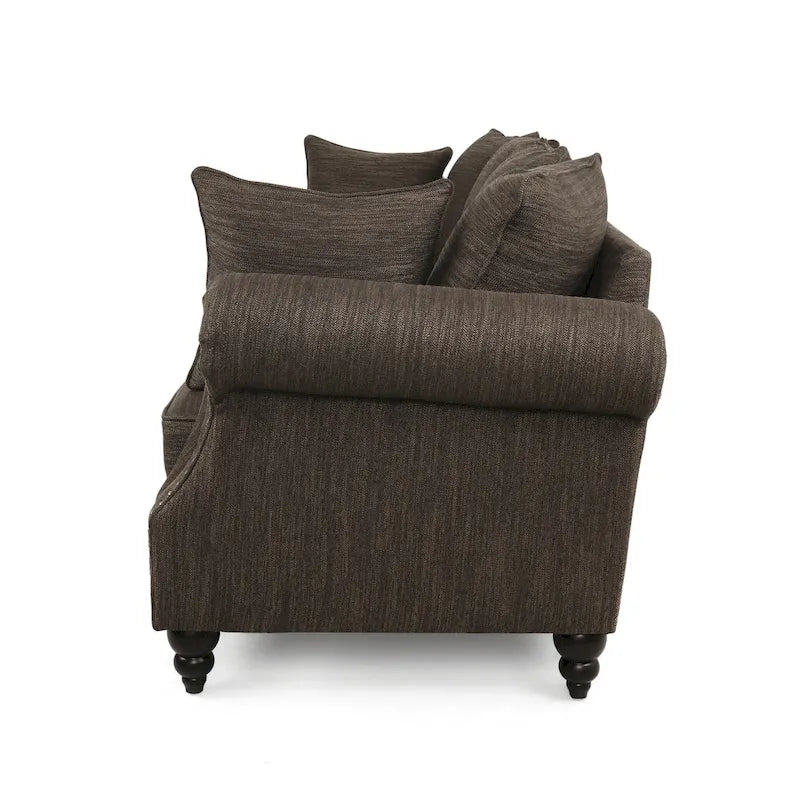 Divano a 3 posti con schienale in tessuto Manbow e finiture borchiate di Christopher Knight Home