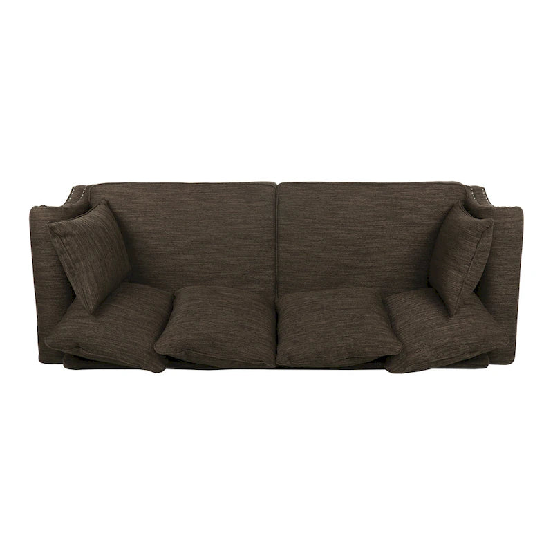 Divano a 3 posti con schienale in tessuto Manbow e finiture borchiate di Christopher Knight Home