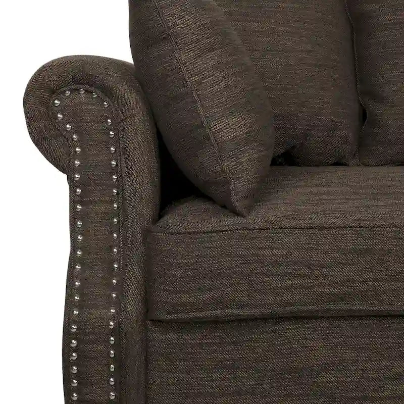 Divano a 3 posti con schienale in tessuto Manbow e finiture borchiate di Christopher Knight Home