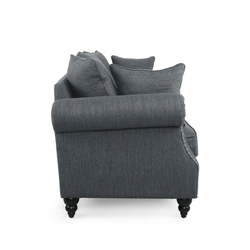 Divano a 3 posti con schienale in tessuto Manbow e finiture borchiate di Christopher Knight Home