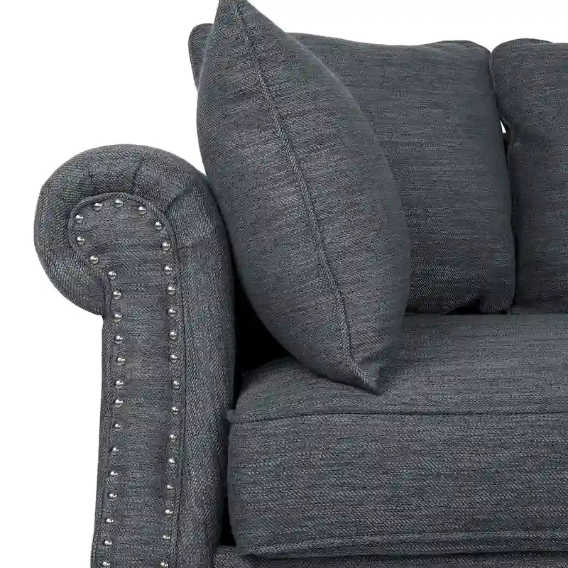 Divano a 3 posti con schienale in tessuto Manbow e finiture borchiate di Christopher Knight Home