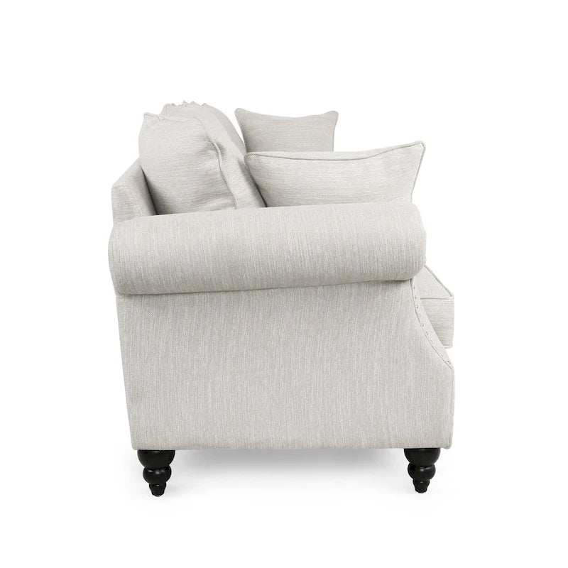 Divano a 3 posti con schienale in tessuto Manbow e finiture borchiate di Christopher Knight Home