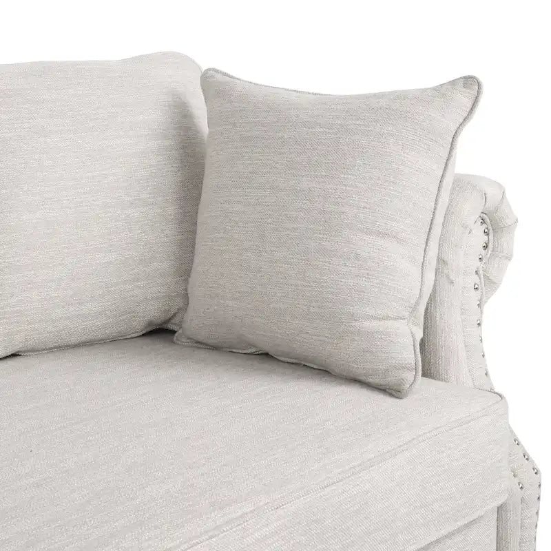 Divano a 3 posti con schienale in tessuto Manbow e finiture borchiate di Christopher Knight Home