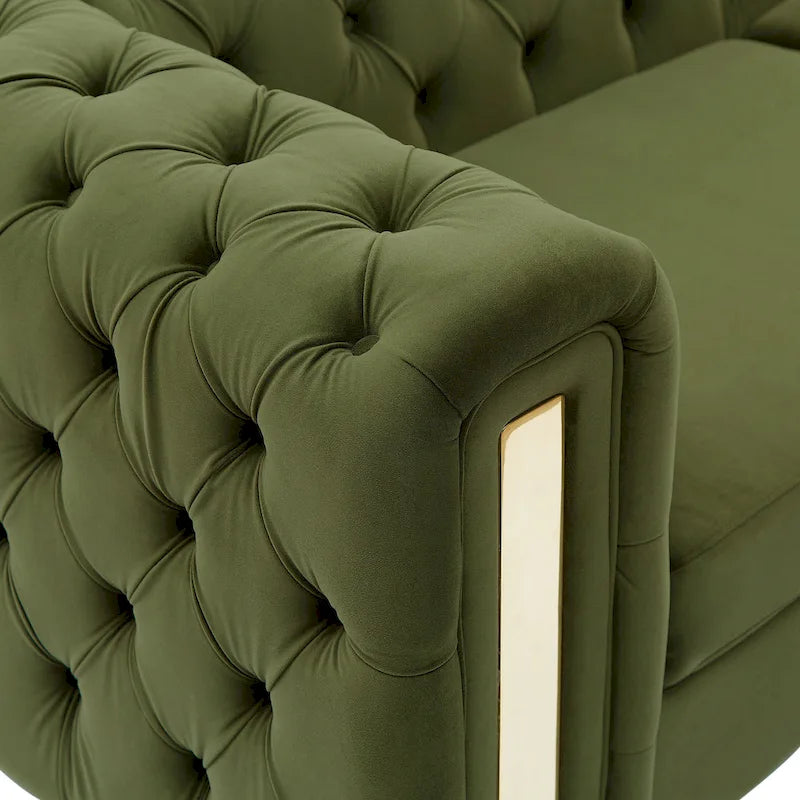 Keyser Modern Glam Tufted Velvet 3 Seater Sofa by Christopher Knight Home - 83.75 L x 34.50 W x 27.25 H