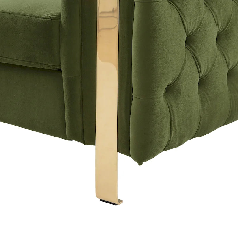 Keyser Modern Glam Tufted Velvet 3 Seater Sofa by Christopher Knight Home - 83.75 L x 34.50 W x 27.25 H
