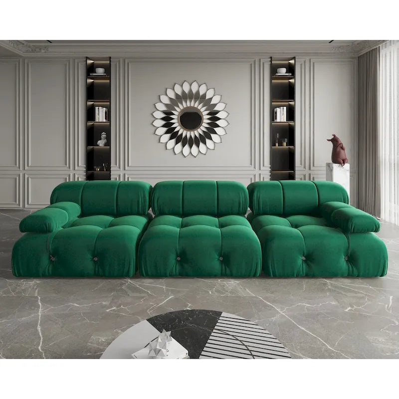Omkeerbare modulaire fluwelen 3-zitsbank