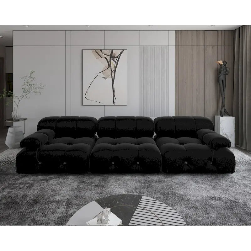 Omkeerbare modulaire fluwelen 3-zitsbank