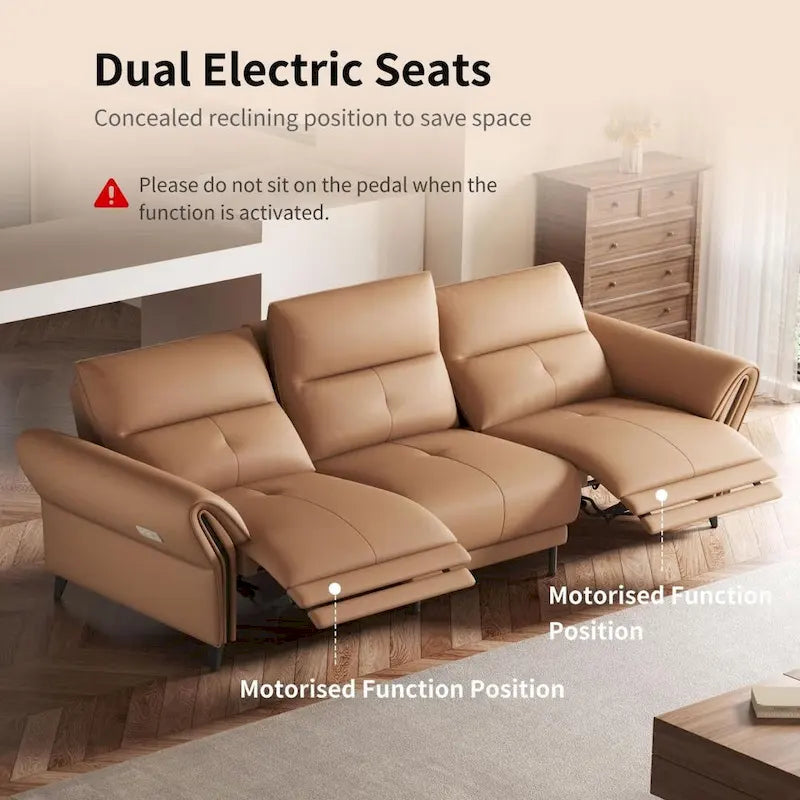Divano reclinabile elettrico in similpelle vegana 112,5" con porta USB di ricarica