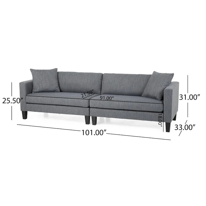 Clemons Contemporary Fabric 4-seater Sofa with Accent Pillows by Christopher Knight Home