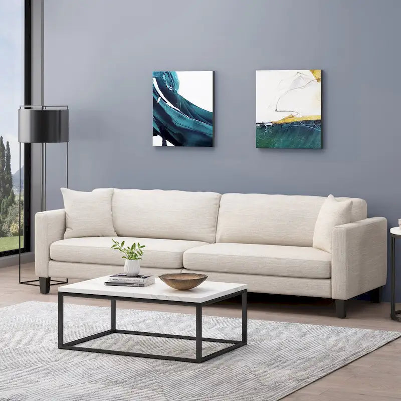 Clemons Contemporary Fabric 4-seater Sofa with Accent Pillows by Christopher Knight Home