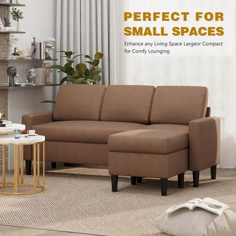 Futzca 74 Convertible Sectional Sofa Couch, Small L-Shaped Sofa