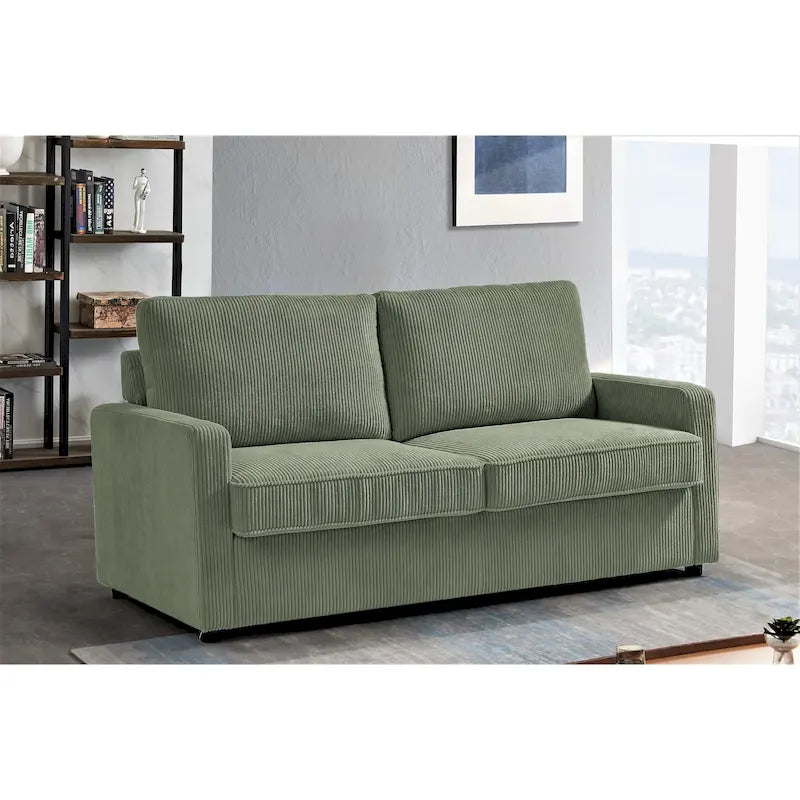 Manchester Polyester Corduroy 70 inch Square Arms Sofa Bed