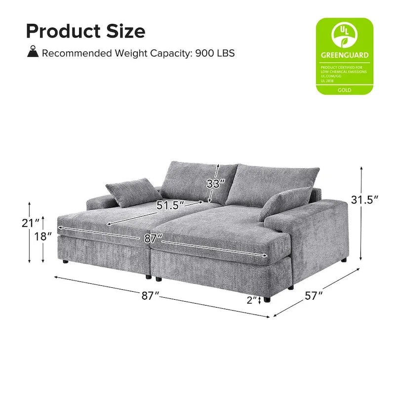 Conradus Modren Oversize 57 Deep Square Arm Sofa by HULALA HOME