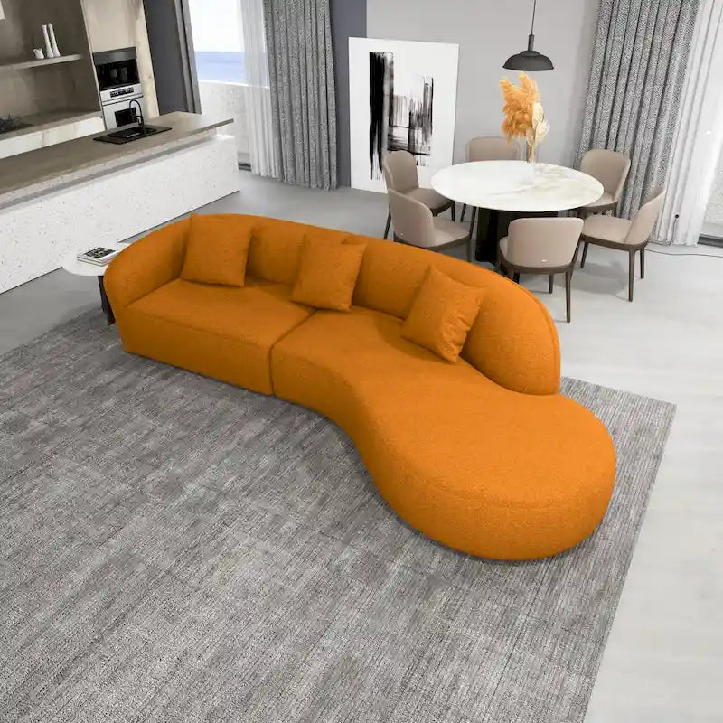 Divano curvo moderno di lusso in stile Gallar Japandi French Boucle