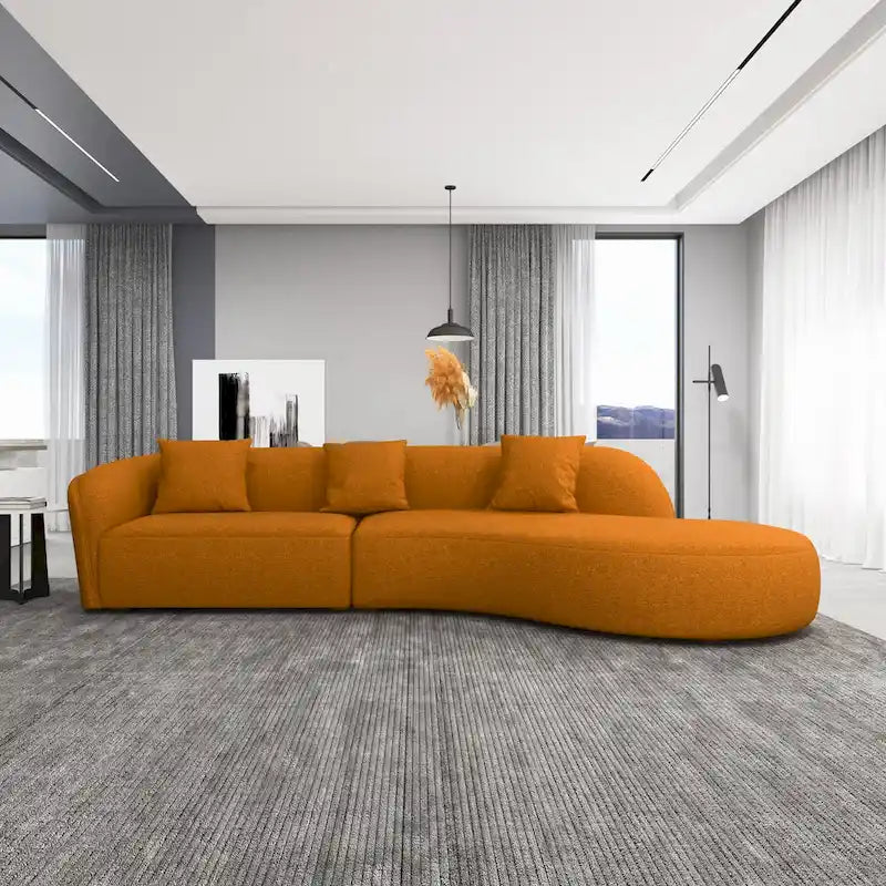 Divano curvo moderno di lusso in stile Gallar Japandi French Boucle