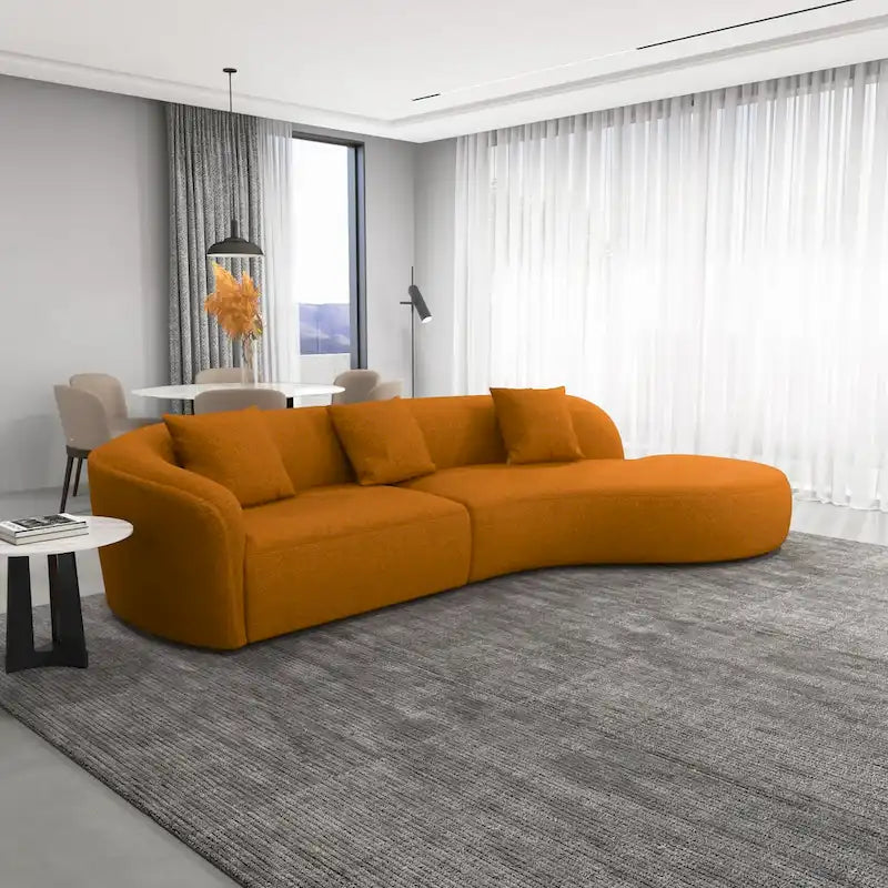 Divano curvo moderno di lusso in stile Gallar Japandi French Boucle