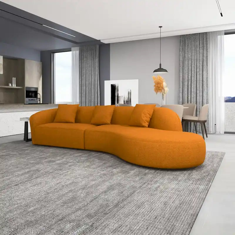 Divano curvo moderno di lusso in stile Gallar Japandi French Boucle