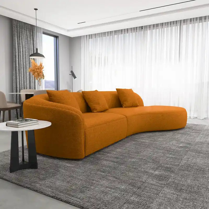 Divano curvo moderno di lusso in stile Gallar Japandi French Boucle