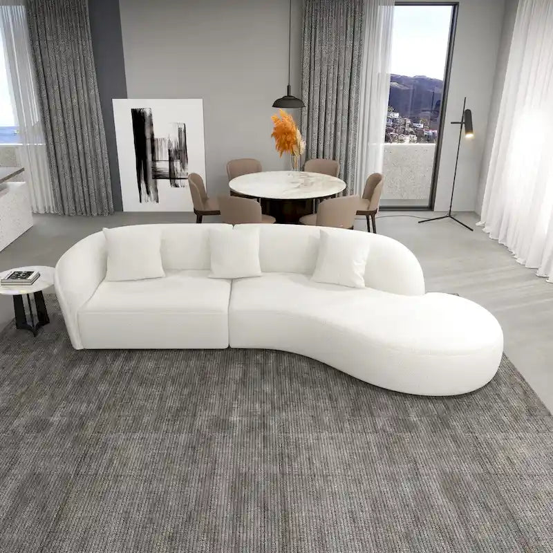 Divano curvo moderno di lusso in stile Gallar Japandi French Boucle