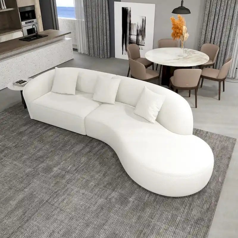 Divano curvo moderno di lusso in stile Gallar Japandi French Boucle