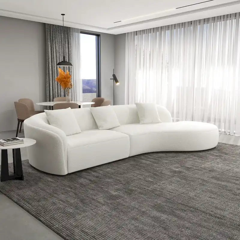 Divano curvo moderno di lusso in stile Gallar Japandi French Boucle