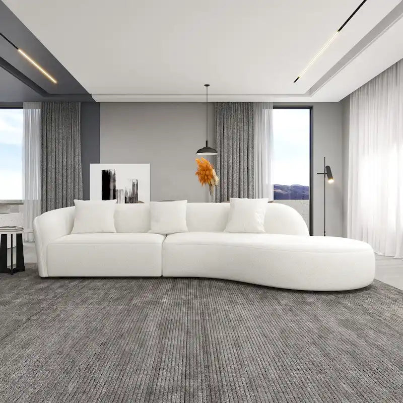 Divano curvo moderno di lusso in stile Gallar Japandi French Boucle
