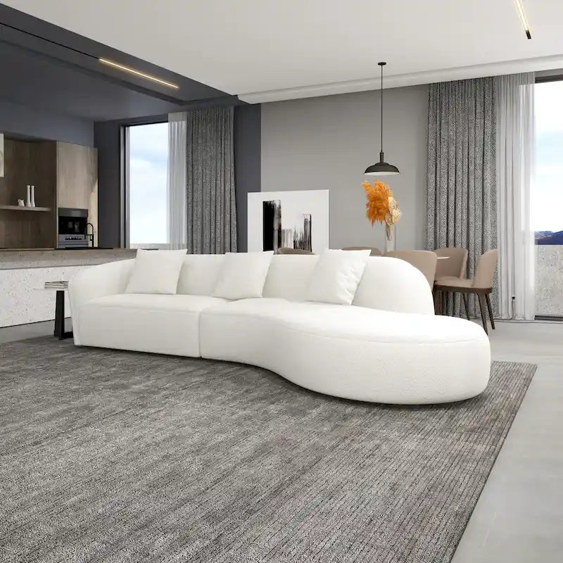 Divano curvo moderno di lusso in stile Gallar Japandi French Boucle