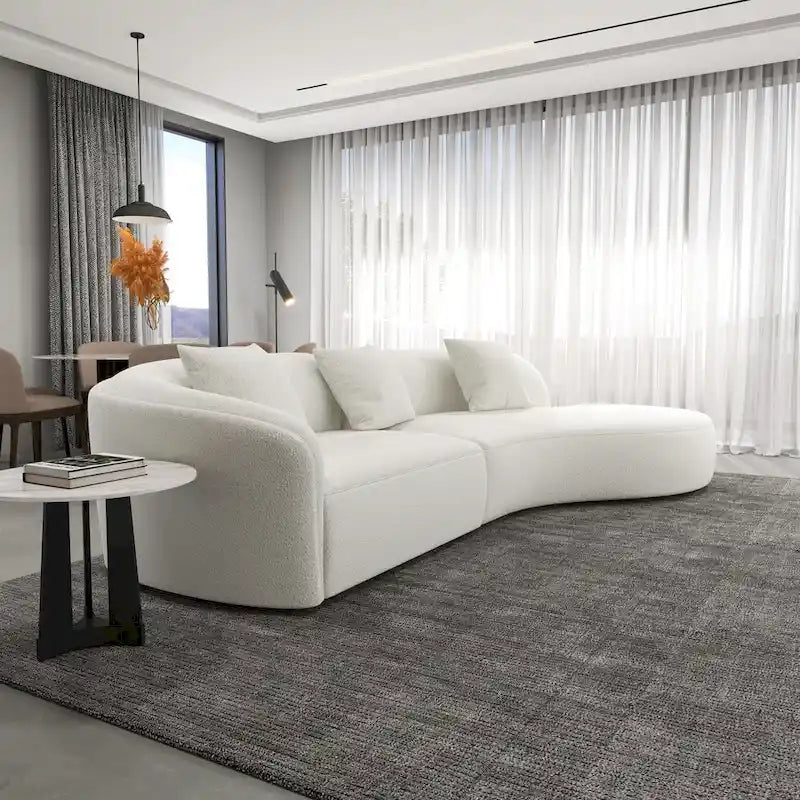Divano curvo moderno di lusso in stile Gallar Japandi French Boucle