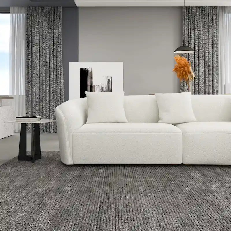 Divano curvo moderno di lusso in stile Gallar Japandi French Boucle