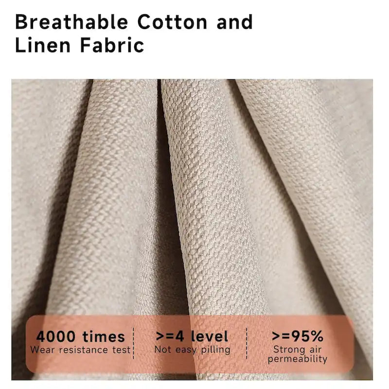 Divano moderno JASIWAY a 3 posti imbottito in cotone e lino, beige