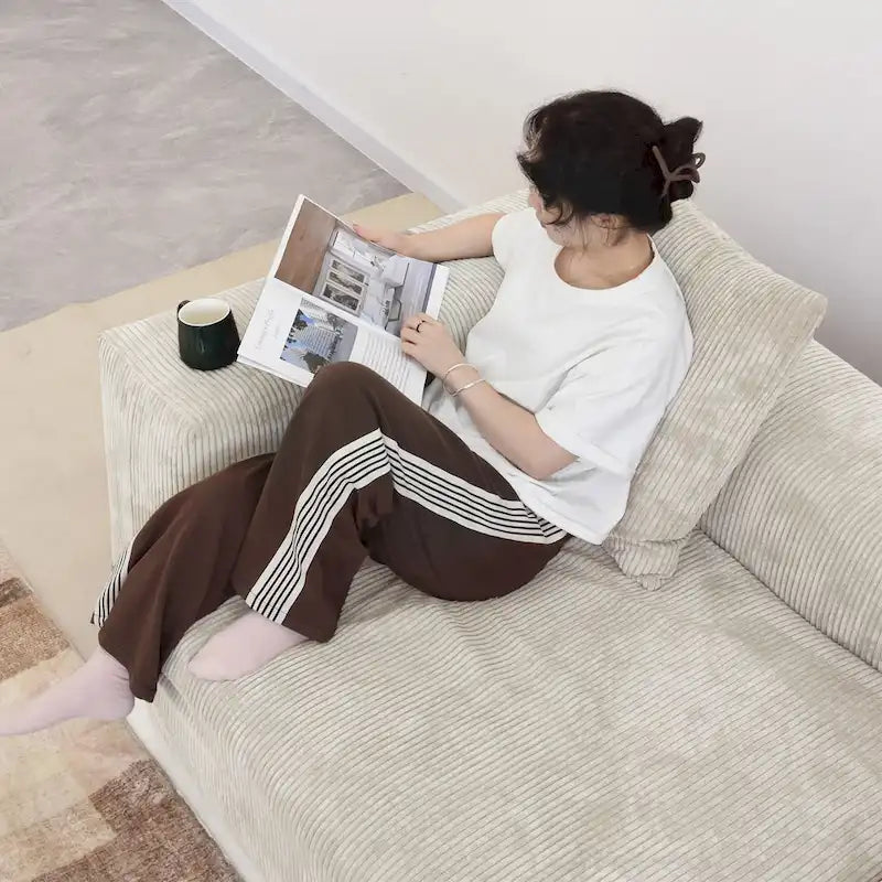 142 Contemporary Corduroy Sectional Sofa Classic Deep Couch
