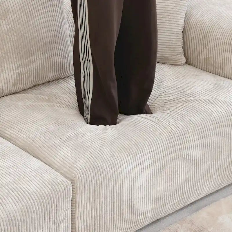 142 Contemporary Corduroy Sectional Sofa Classic Deep Couch