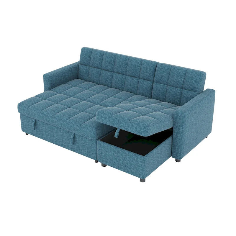 L-shaped Pull-out Sleeper Sectional Sofa Bed with Storage Chaise