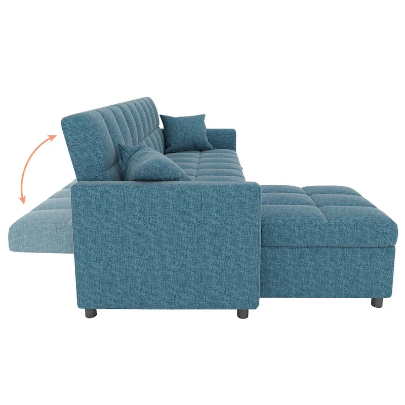 L-shaped Pull-out Sleeper Sectional Sofa Bed with Storage Chaise