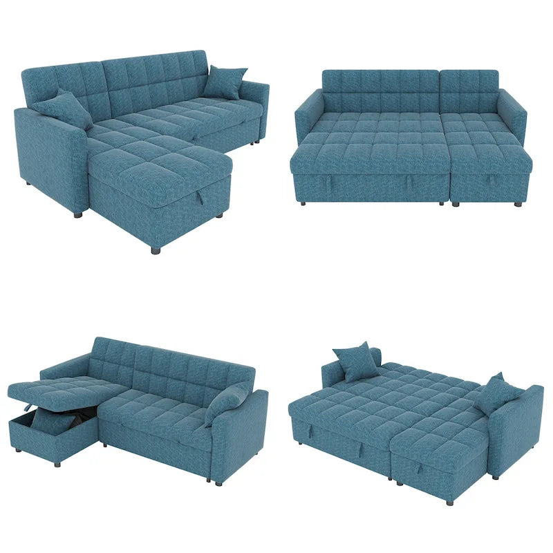 L-shaped Pull-out Sleeper Sectional Sofa Bed with Storage Chaise