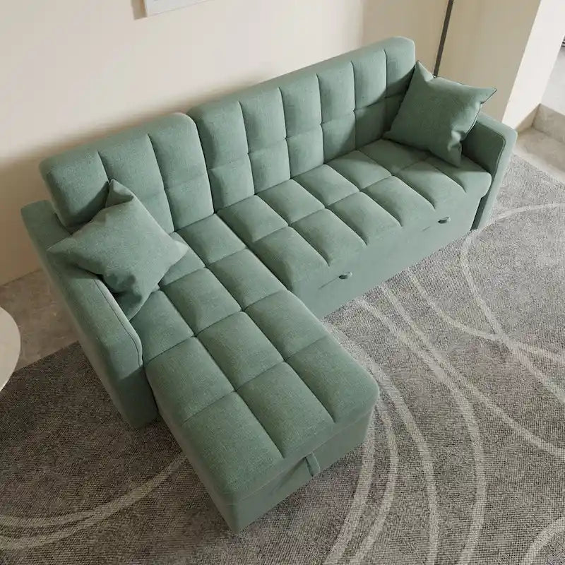 L-shaped Pull-out Sleeper Sectional Sofa Bed with Storage Chaise