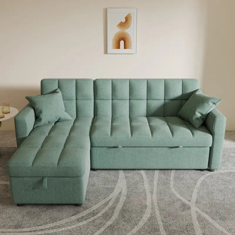 L-shaped Pull-out Sleeper Sectional Sofa Bed with Storage Chaise