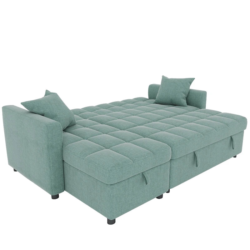 L-shaped Pull-out Sleeper Sectional Sofa Bed with Storage Chaise