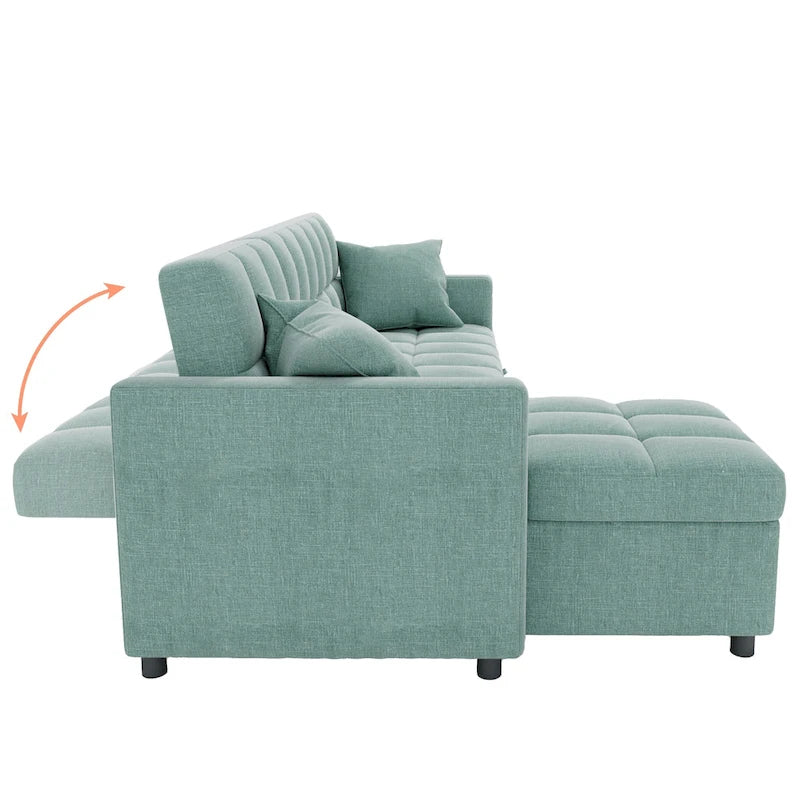 L-shaped Pull-out Sleeper Sectional Sofa Bed with Storage Chaise
