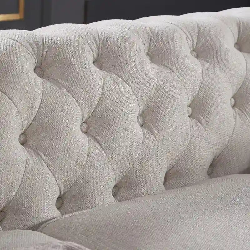Divano Chesterfield in Tessuto di Lino