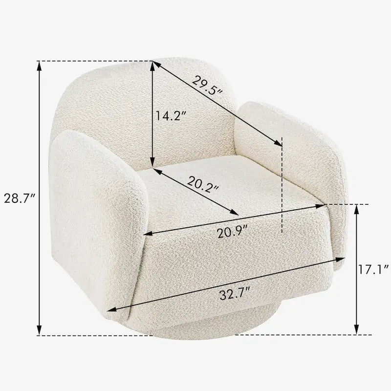 Poltrona barrel d'accento girevole rivestita in bouclé con braccioli, set da 1