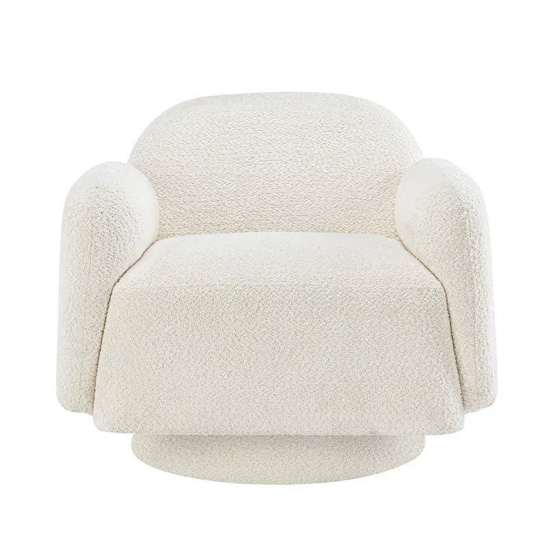 Poltrona barrel d'accento girevole rivestita in bouclé con braccioli, set da 1