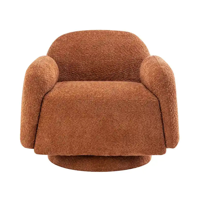Poltrona barrel d'accento girevole rivestita in bouclé con braccioli, set da 1