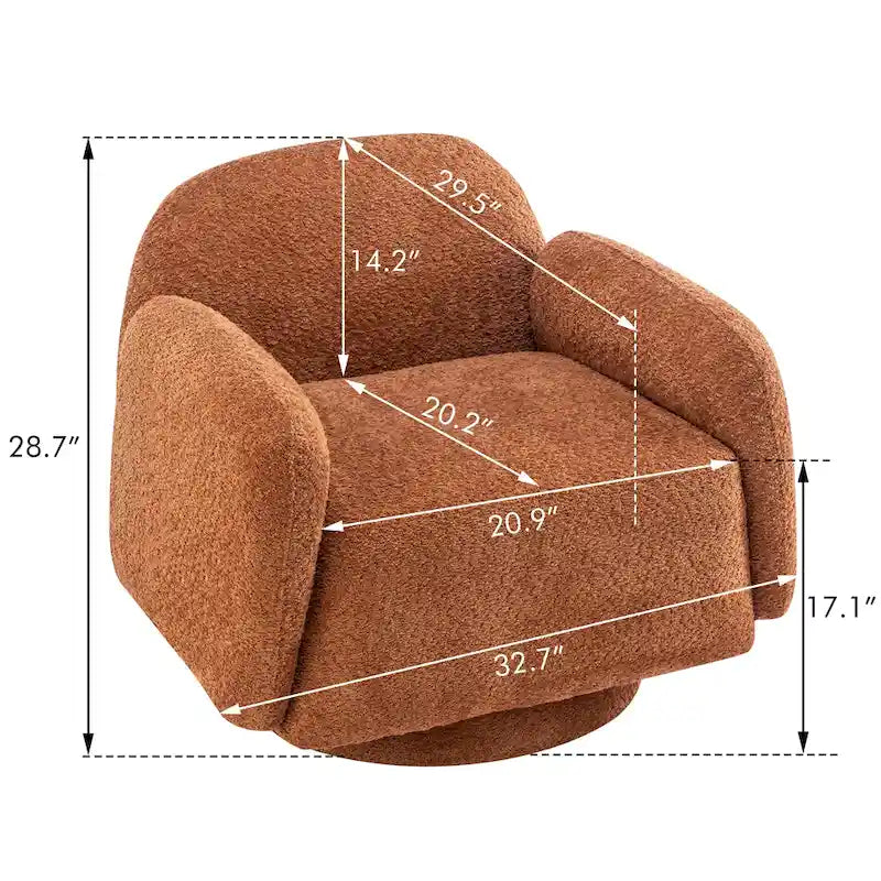 Poltrona barrel d'accento girevole rivestita in bouclé con braccioli, set da 1